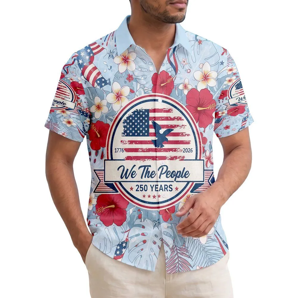 We The People Distressed Flag 1776-2026 Hawaiian - USA 250th Anniversary Independence Day Hawaiian Shirt - 1