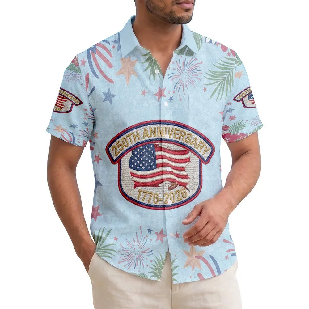 Distressed American Flag 1776-2026 - USA 250th Anniversary Independence Day for Veterans Hawaiian Shirt - 1