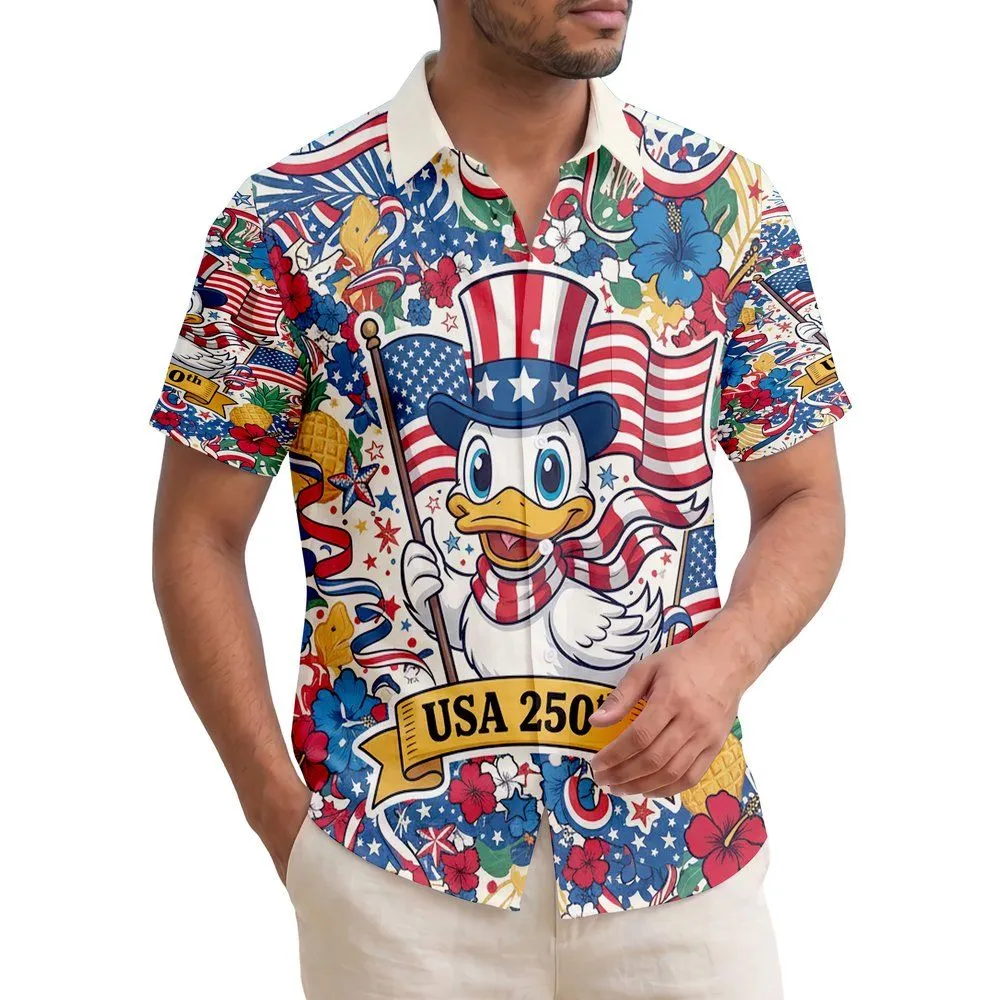 Uncle Sam Duck American Flag - USA 250th Anniversary Independence Day Patriotic Gift Hawaiian Shirt - 1