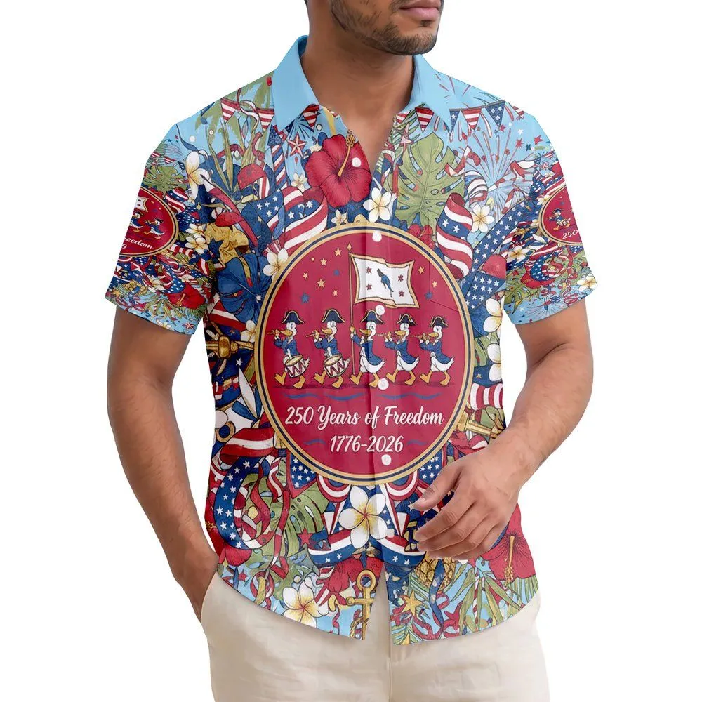 Patriotic Hawaiian Ducks Colonial Soldiers 1776 Flag - USA 250th Anniversary Hawaiian Shirt - 1