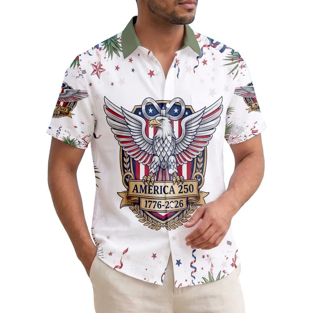 Bald Eagle Patriotic Shield 1776-2026 - USA 250th Anniversary Independence Day Gift for Dad Hawaiian Shirt - 1