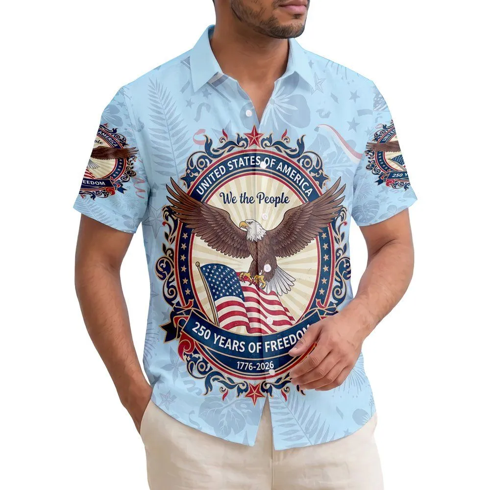 Bald Eagle American Flag 1776-2026 - USA 250th Anniversary Independence Day Freedom Hawaiian Shirt - 1
