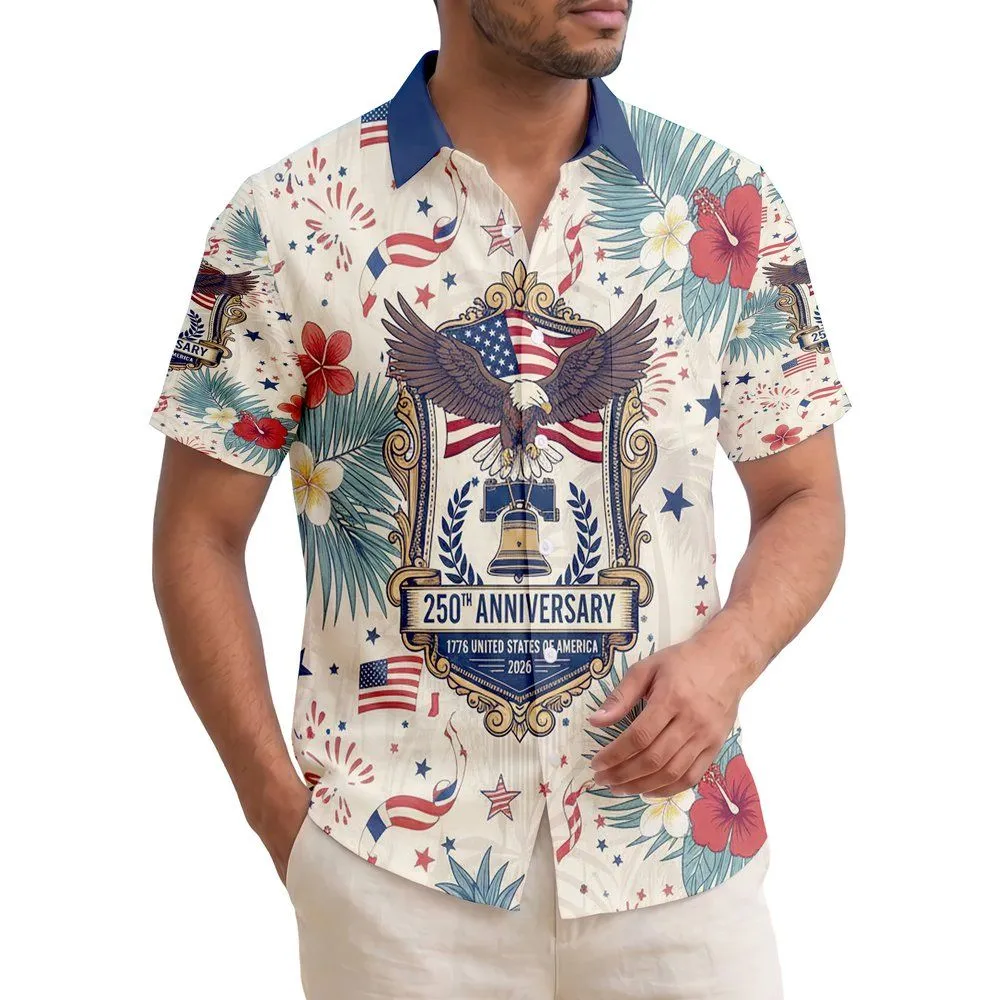 Bald Eagle American Flag Liberty Bell 1776-2026 - USA 250th Anniversary Independence Day Hawaiian Shirt - 1