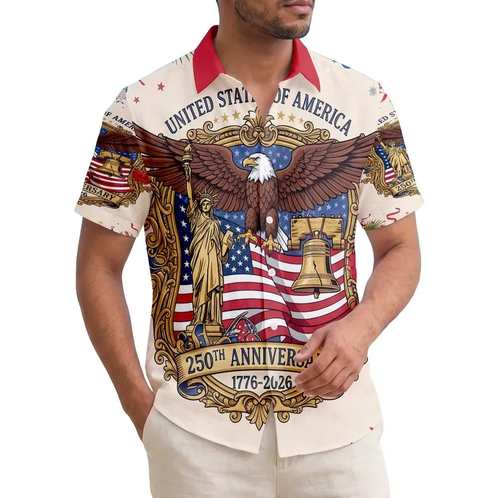 Bald Eagle American Flag 1776-2026 - USA 250th Anniversary Independence Day Patriotic Gift Hawaiian Shirt - 1