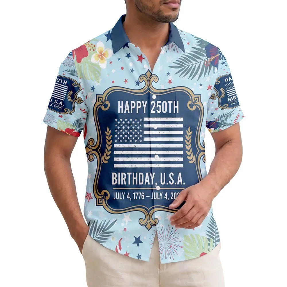Distressed Flag Patriotic 1776-2026 Tropical - USA 250th Semiquincentennial Hawaiian Shirt - 1