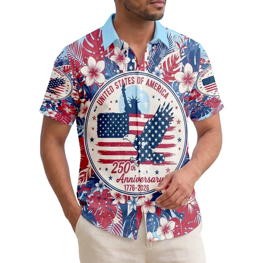 Bald Eagle American Flag 1776-2026 - USA 250th Anniversary Independence Day Gift for Dad Hawaiian Shirt - 1