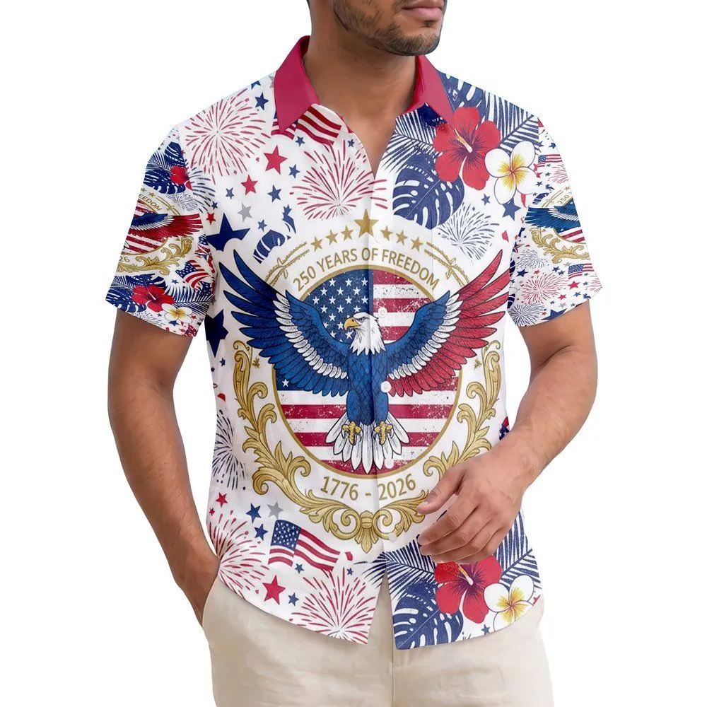 Bald Eagle American Flag 1776-2026 - USA 250th Anniversary Independence Day Hawaiian Shirt - 1