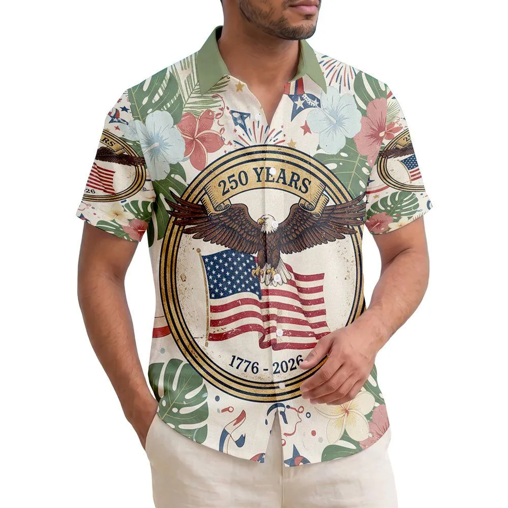 Bald Eagle American Flag 1776-2026 - USA 250th Anniversary Independence Day Gift for Dad Hawaiian Shirt - 1