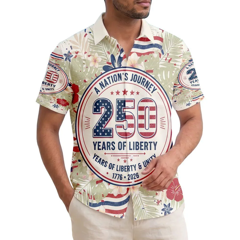A Nation's Journey 250 Years Liberty Emblem - USA 250th Anniversary Independence Day Hawaiian Shirt - 1