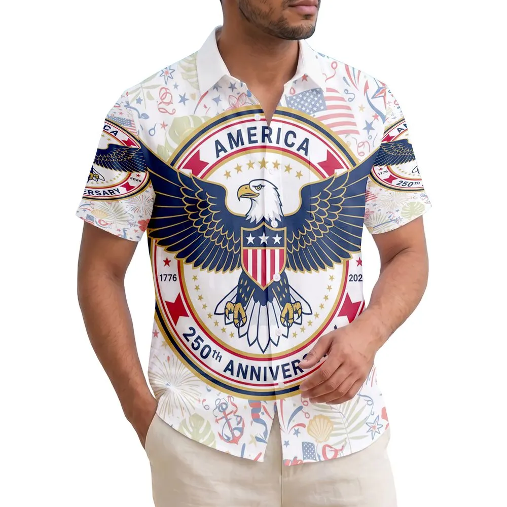 Bald Eagle American Flag 1776-2026 - USA 250th Anniversary Independence Day Gift Hawaiian Shirt - 1