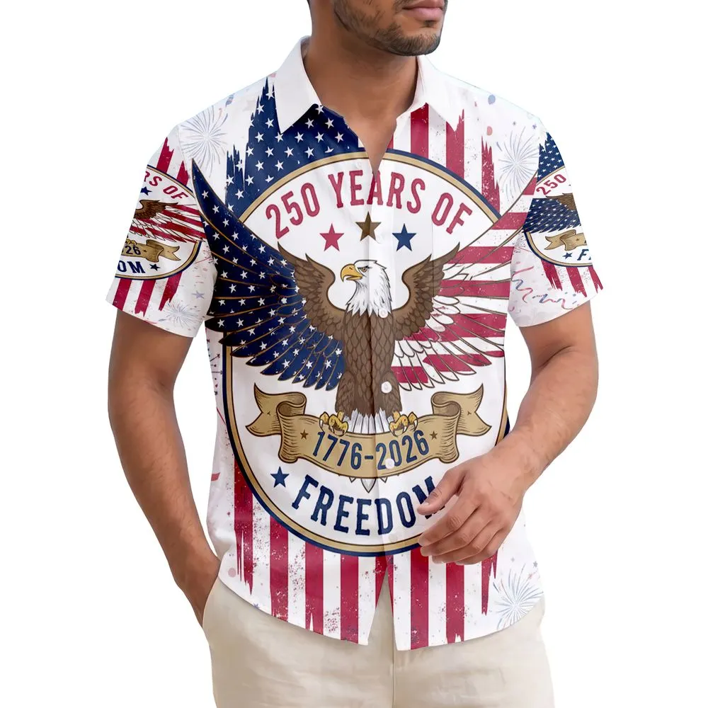Bald Eagle American Flag 1776-2026 - USA 250th Anniversary Independence Day Gift for Dad Hawaiian Shirt - 1