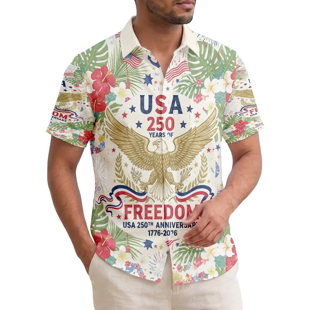 Bald Eagle USA 250th Anniversary 1776-2026 - Freedom Patriotic Hawaiian Independence Day Hawaiian Shirt - 1