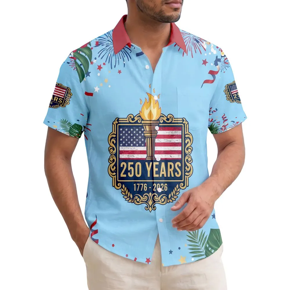 Torch Flag 1776-2026 - USA 250th Anniversary Independence Day Patriotic Gift for Dad Hawaiian Shirt - 1