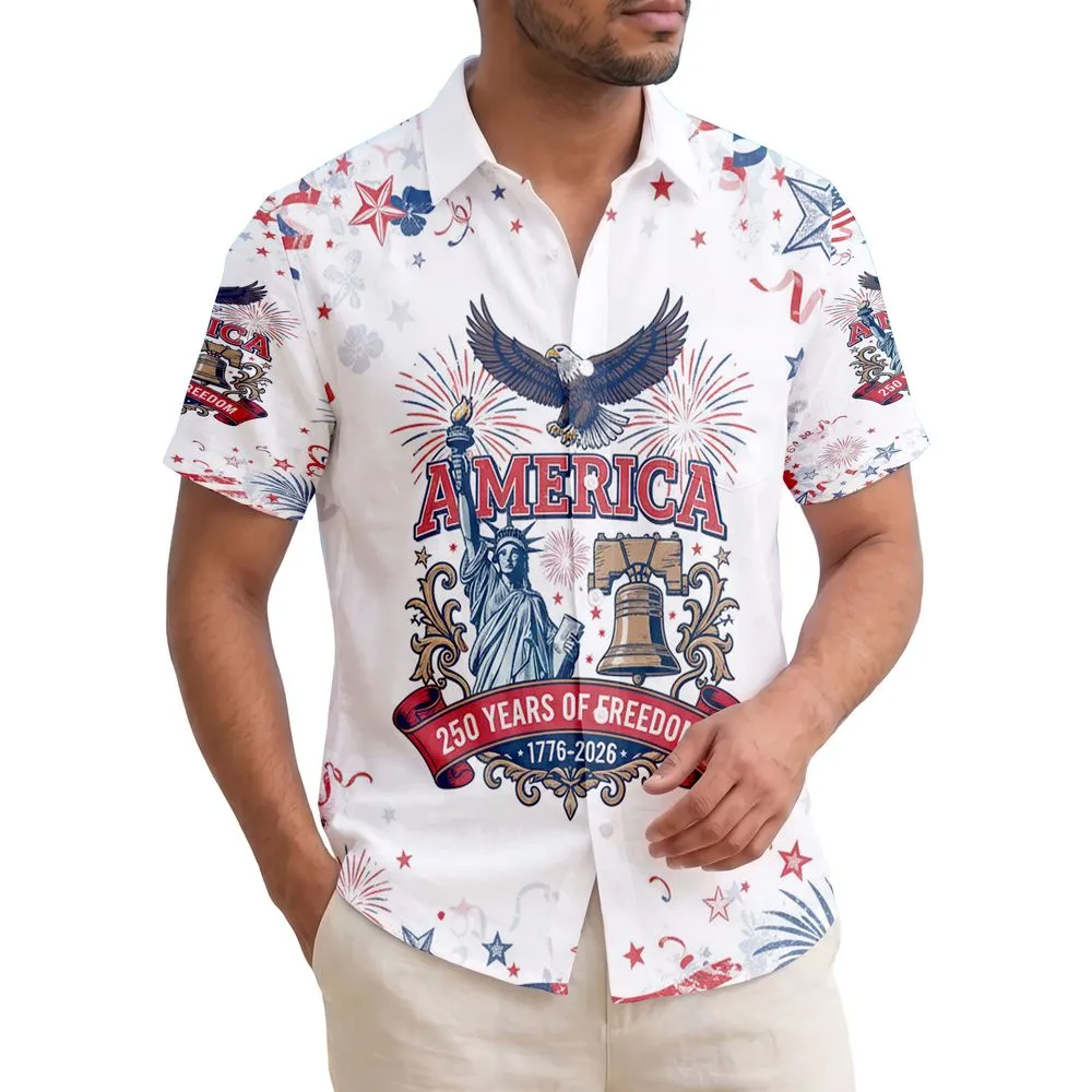 Bald Eagle Liberty Bell 1776-2026 - USA 250 Years of Freedom Independence Day Gift for Dad Hawaiian Shirt - 1