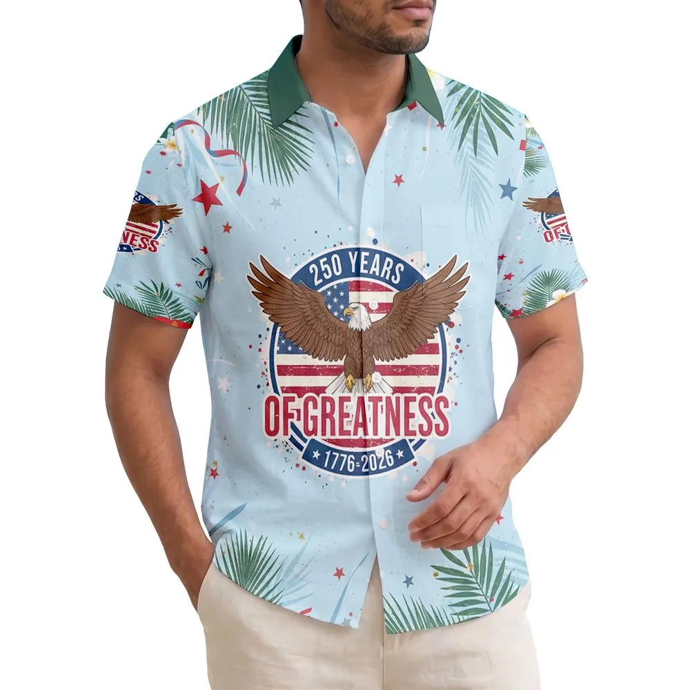 Bald Eagle American Flag 1776-2026 - USA 250th Anniversary Independence Day Gift for Veterans Hawaiian Shirt - 1