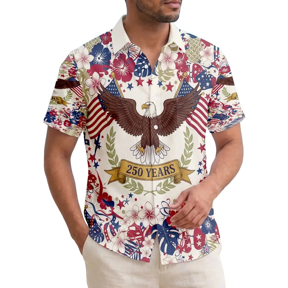 Bald Eagle American Flag 1776-2026 - USA 250 Years of Freedom Independence Day Celebration Hawaiian Shirt - 1