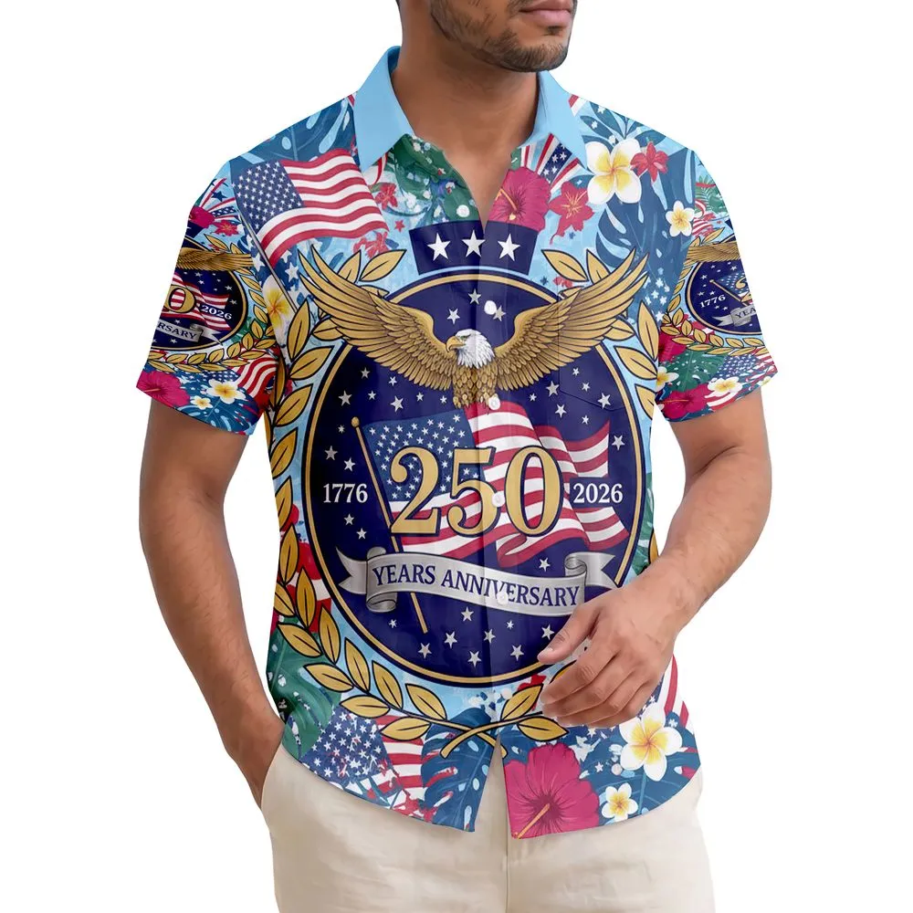 Bald Eagle American Flag 1776-2026 - USA 250th Anniversary Freedom Celebration Hawaiian Shirt - 1