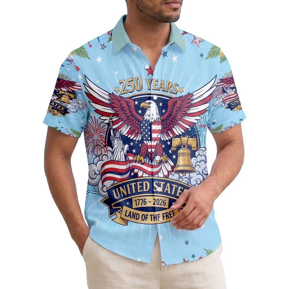 Bald Eagle American Flag 1776 - USA 250th Anniversary Independence Day Gift for Veterans Hawaiian Shirt - 1