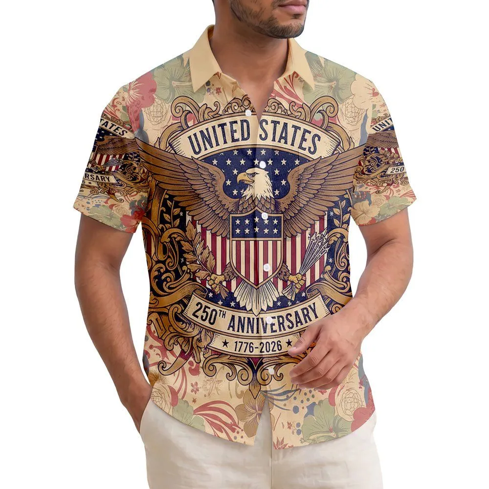 Bald Eagle American Shield 1776-2026 - USA 250th Anniversary Patriotic Hawaiian Hawaiian Shirt - 1