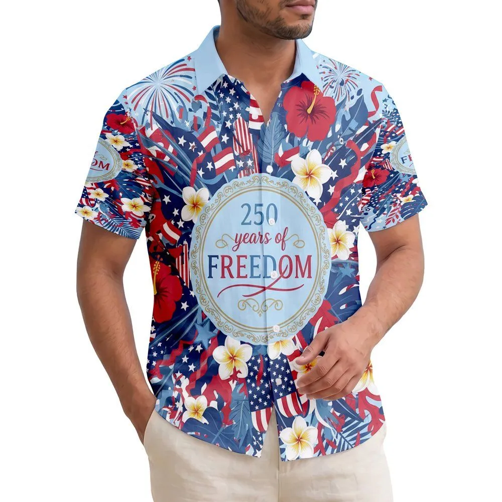 USA 250 Years of Freedom - Patriotic Hawaiian Tropical 1776-2026 Independence Day Celebration Hawaiian Shirt - 1