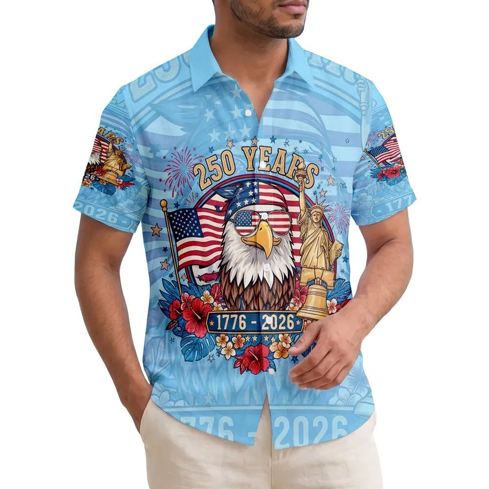Bald Eagle American Flag 1776 Liberty Bell - USA 250th Anniversary Gift for Dad Hawaiian Shirt - 1