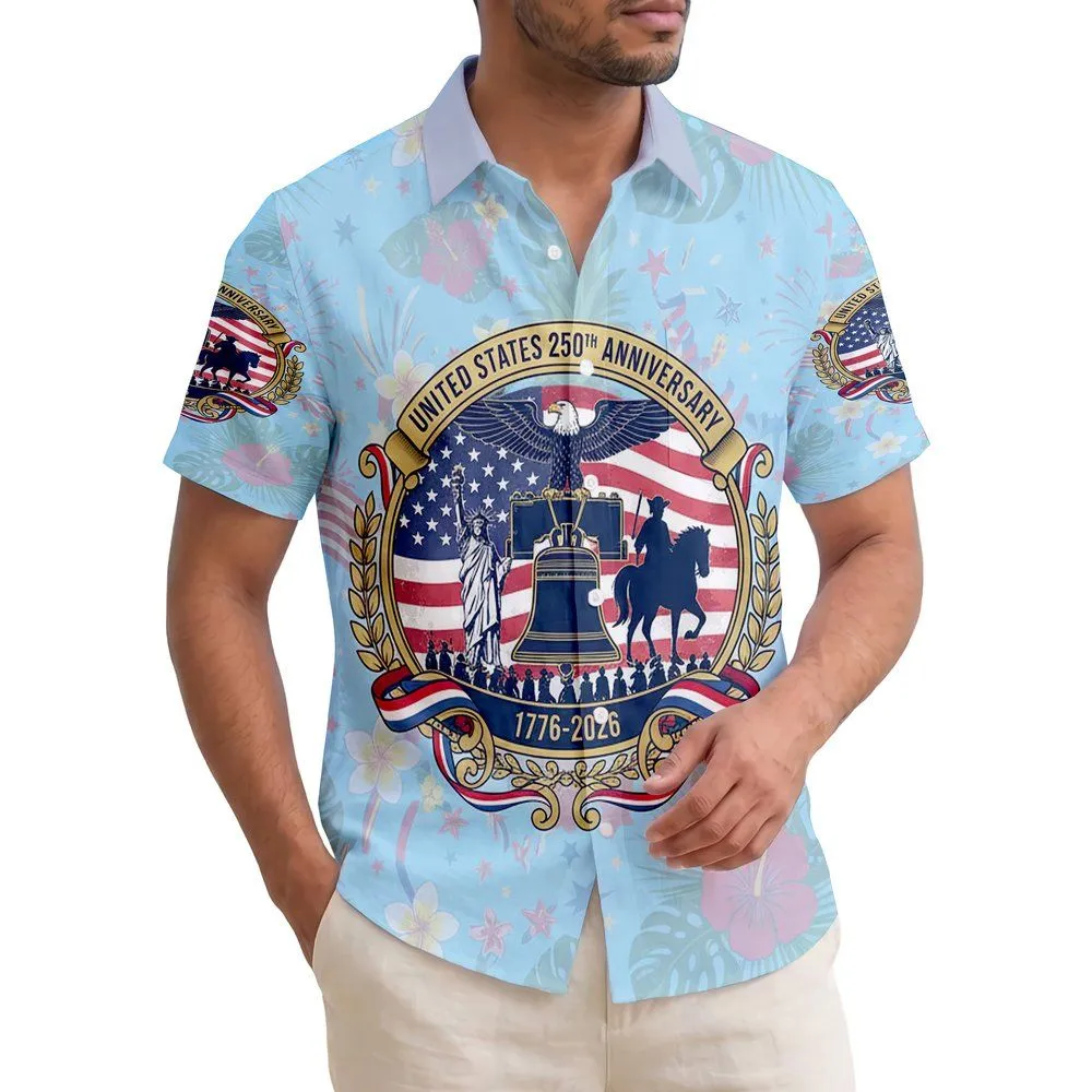 Bald Eagle Liberty Bell Flag 1776-2026 - USA 250th Anniversary Patriotic Gift for Dad Hawaiian Shirt - 1