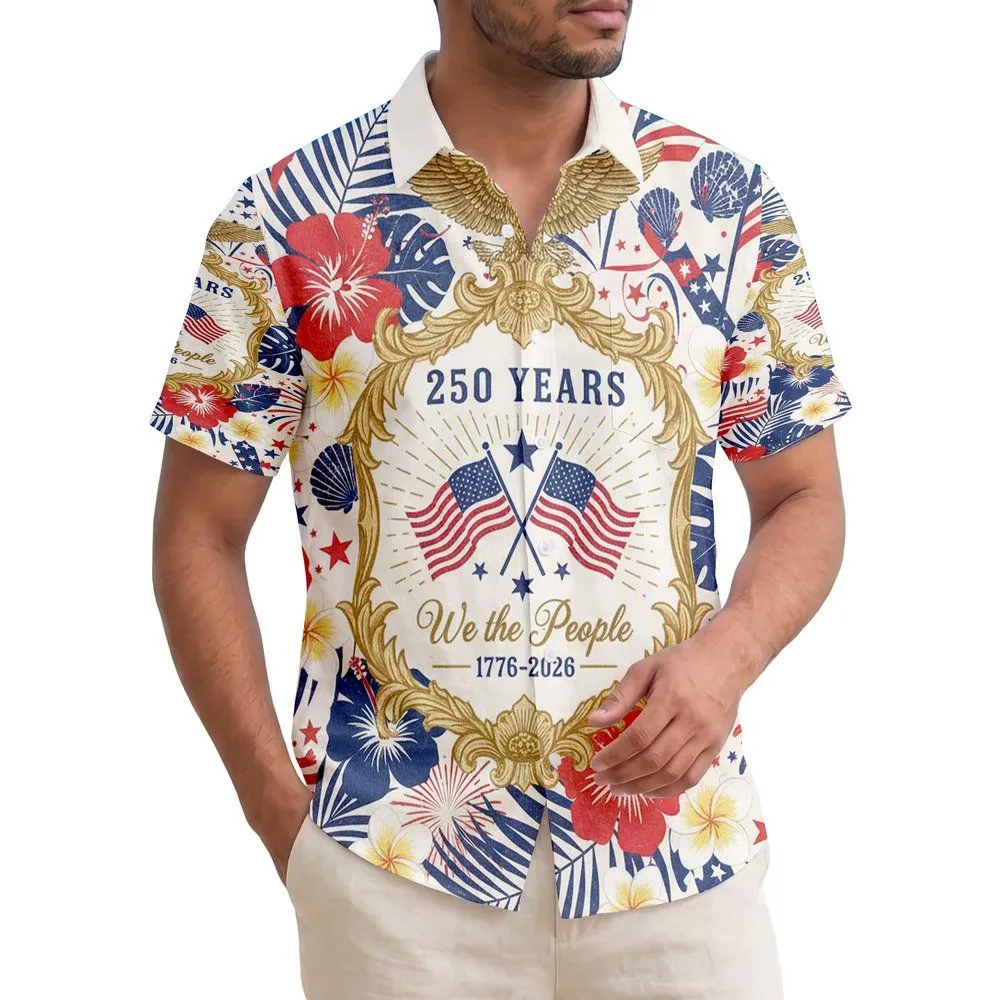 Bald Eagle American Flag 1776-2026 - USA 250th Anniversary Independence Day Gift for Dad Hawaiian Shirt - 1