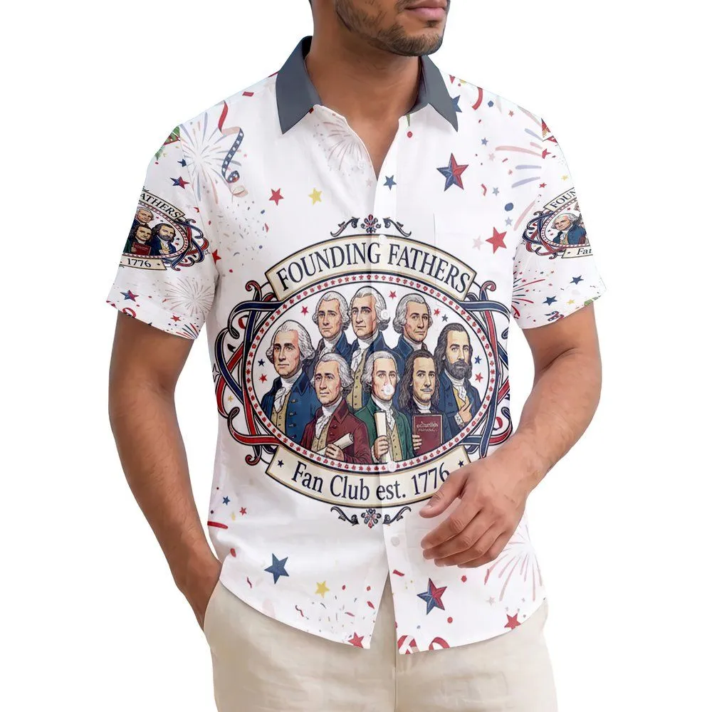 Founding Fathers 1776 Fan Club - USA 250 Years of Freedom Patriotic Tropical Hawaiian Shirt - 1