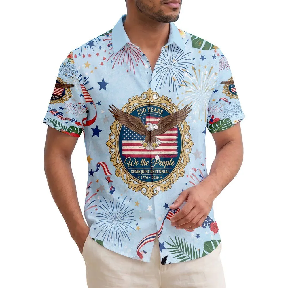 Bald Eagle American Flag We The People 1776-2026 - USA 250th Anniversary Independence Day Hawaiian Shirt - 1