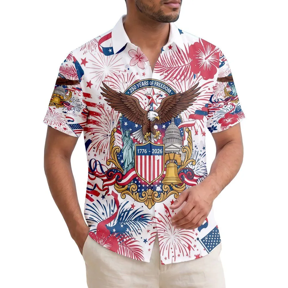 Bald Eagle American Flag 1776-2026 - USA 250th Anniversary Independence Day Gift for Dad Hawaiian Shirt - 1