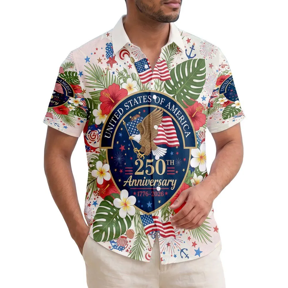 Bald Eagle American Flag 1776-2026 - USA 250th Anniversary Independence Day Gift for Dad Hawaiian Shirt - 1