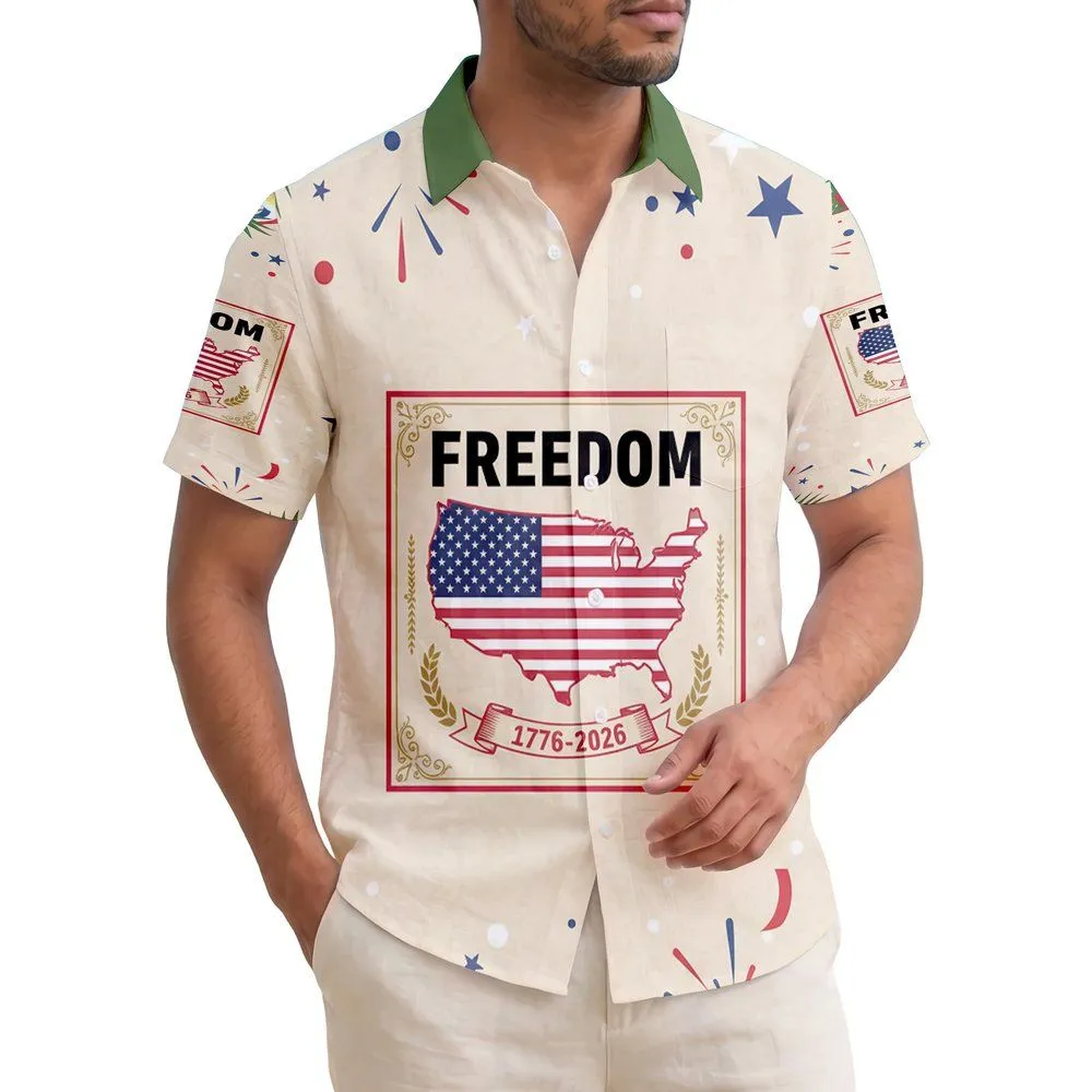FREEDOM Map USA Flag 1776-2026 - USA 250 Years of Freedom Independence Day Hawaiian Shirt - 1