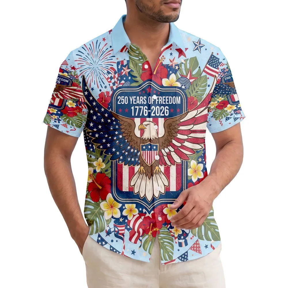 Bald Eagle American Flag 1776-2026 - USA 250th Anniversary Independence Day Gift for Dad Hawaiian Shirt - 1