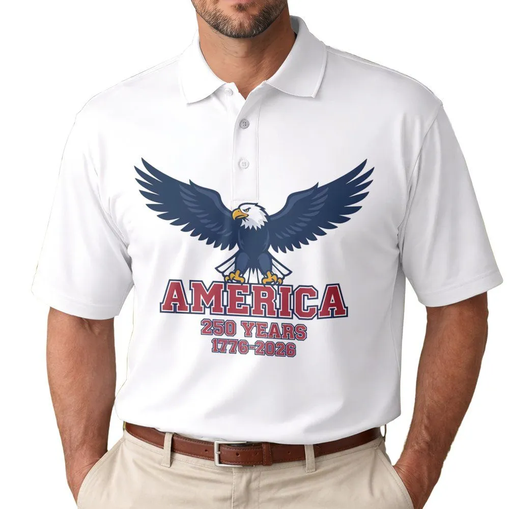 Bald Eagle America 250 Years 1776-2026 - USA 250th Anniversary Independence Day Gift Men's Polo Shirt - 1