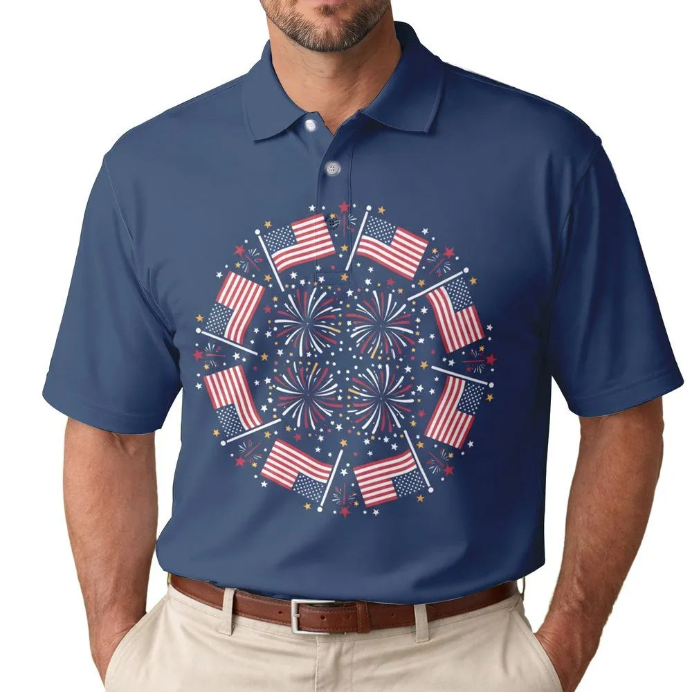 Betsy Ross Flag Fireworks 1776-2026 - USA 250th Anniversary Patriotic Independence Day Men's Polo Shirt - 1