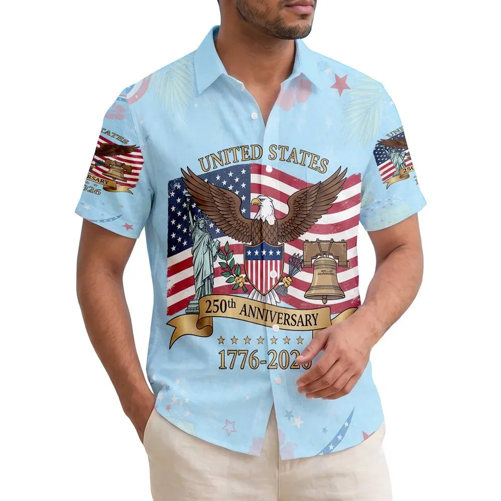 Bald Eagle American Flag Liberty Bell 1776-2026 - USA 250th Anniversary Independence Day Hawaiian Shirt - 1