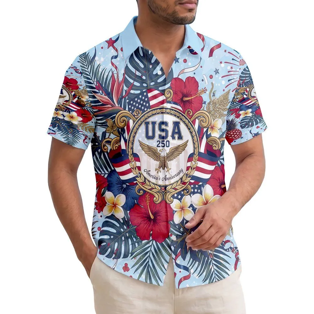 Patriotic Hawaiian Eagle - USA 250th Anniversary 1776-2026 Independence Day Hawaiian Shirt - 1