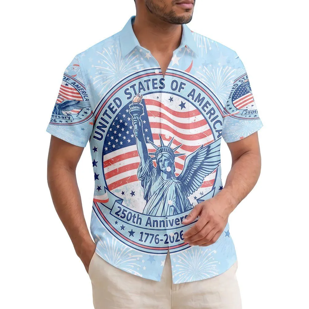 Distressed Flag Eagle Liberty 1776-2026 - USA 250th Anniversary Independence Day Gift for Veterans Hawaiian Shirt - 1