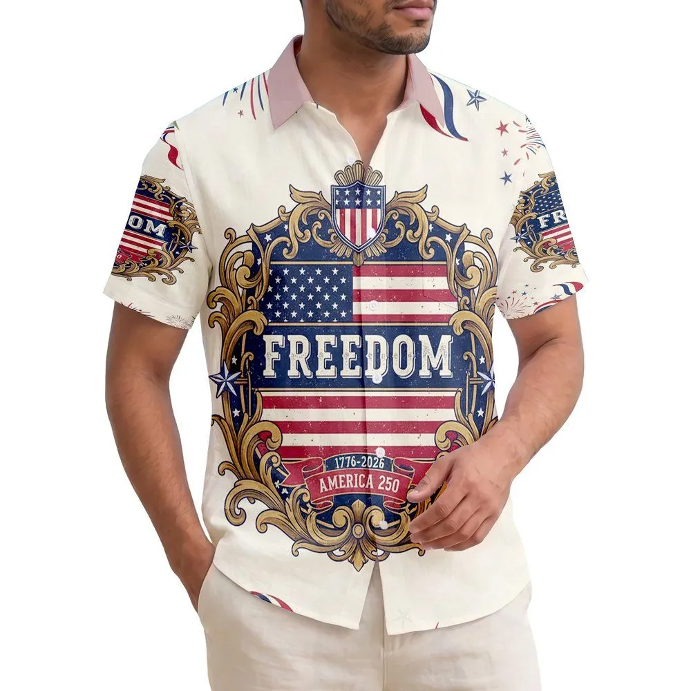 Distressed Freedom Flag 1776-2026 - USA 250th Anniversary Rich Tropical Art Hawaiian Shirt - 1