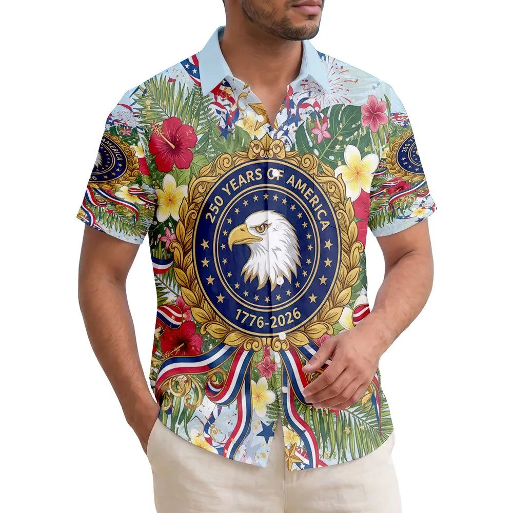 Patriotic Hawaiian Eagle 1776-2026 - USA 250th Anniversary Independence Day Gift Hawaiian Shirt - 1