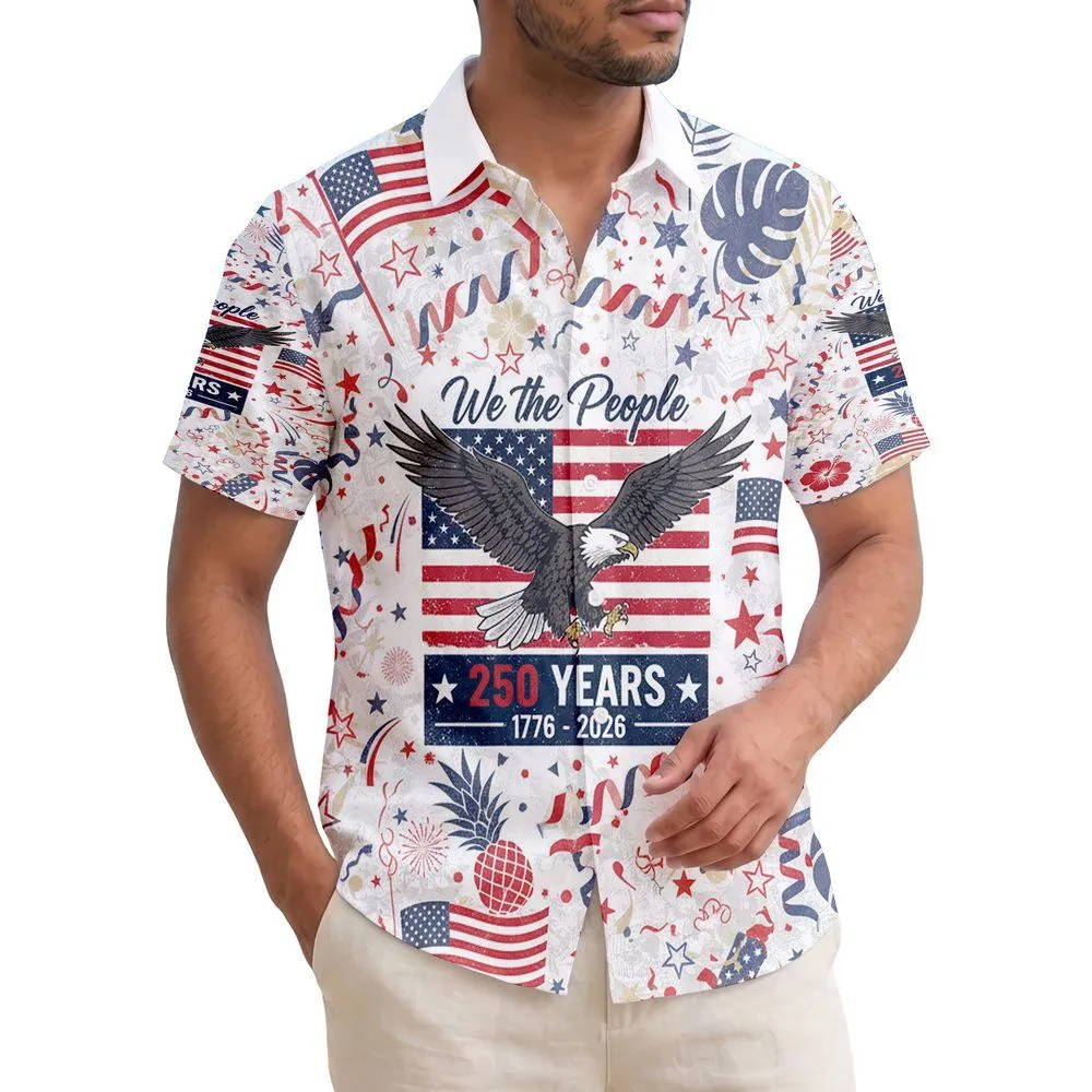 Bald Eagle American Flag 1776-2026 We the People - USA 250th Anniversary Gift for Veterans Hawaiian Shirt - 1