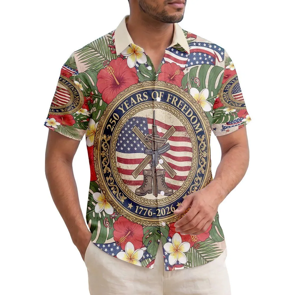 Battlefield Cross American Flag 1776 - USA 250th Anniversary Patriotic Veterans Hawaiian Shirt - 1