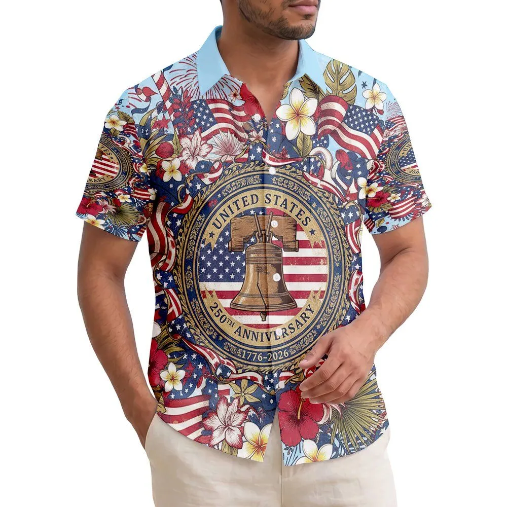 Liberty Bell American Flag 1776-2026 - USA 250th Anniversary Patriotic Hawaiian Hawaiian Shirt - 1