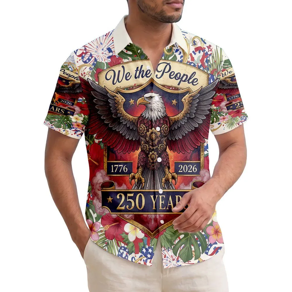 Bald Eagle We The People 1776-2026 - USA 250th Anniversary Patriotic Tropical Hawaiian Shirt - 1