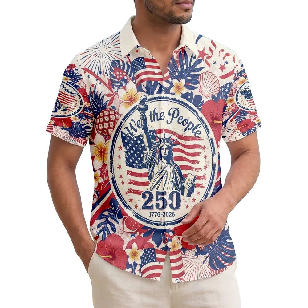 Statue of Liberty American Flag 1776-2026 - USA 250th Anniversary Patriotic Tropical Hawaiian Shirt - 1
