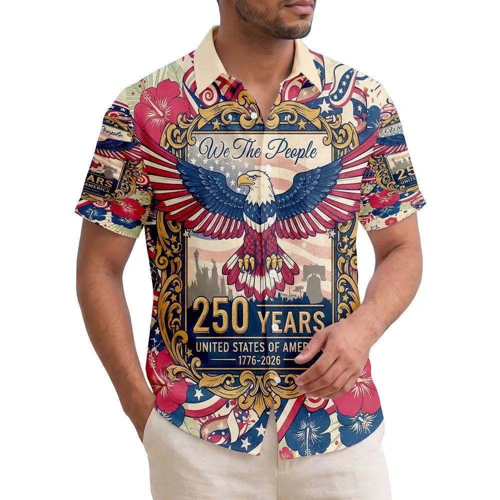 Bald Eagle American Flag We The People 1776-2026 - USA 250th Anniversary Tropical Patriotic Hawaiian Shirt - 1
