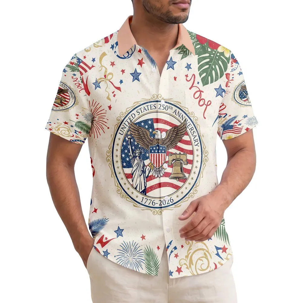 Bald Eagle Liberty Bell 1776 Flag - Patriotic USA 250th Anniversary Independence Day Hawaiian Shirt - 1