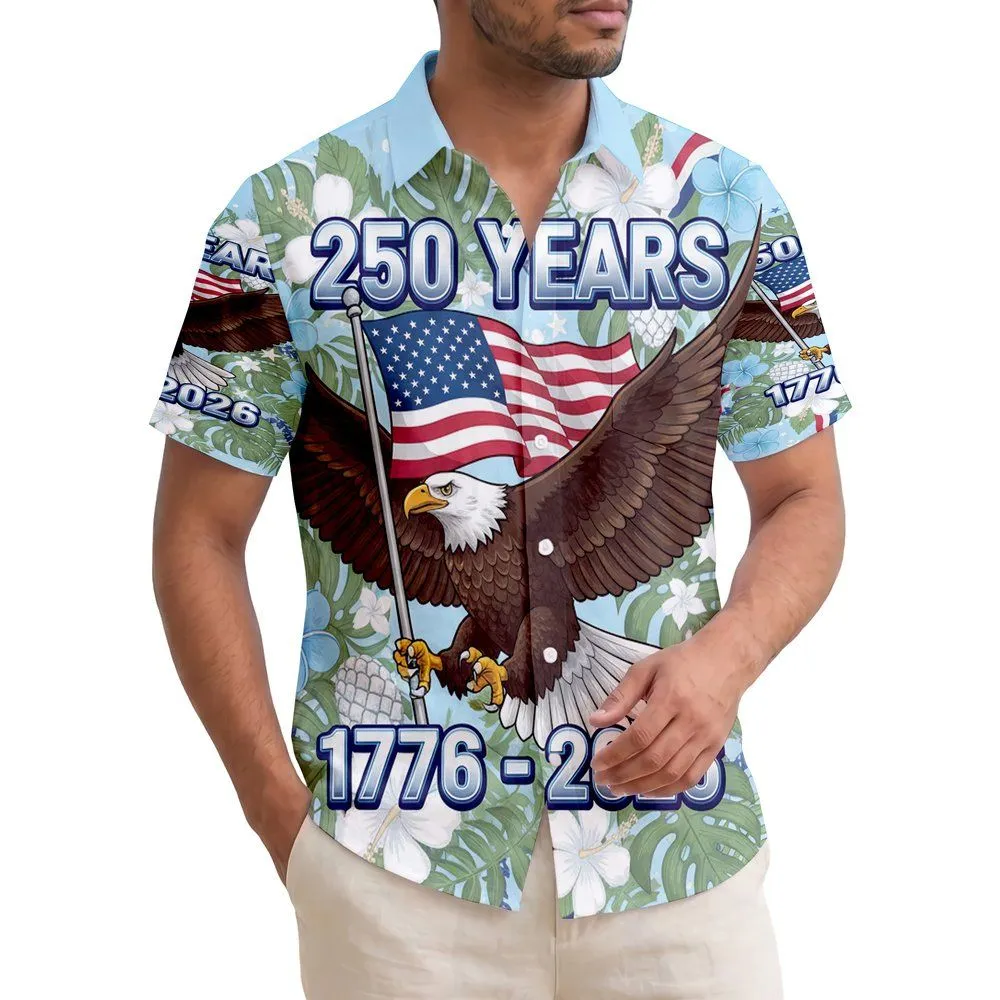 Bald Eagle American Flag 1776-2026 - USA 250th Anniversary Patriotic Hawaiian Hawaiian Shirt - 1