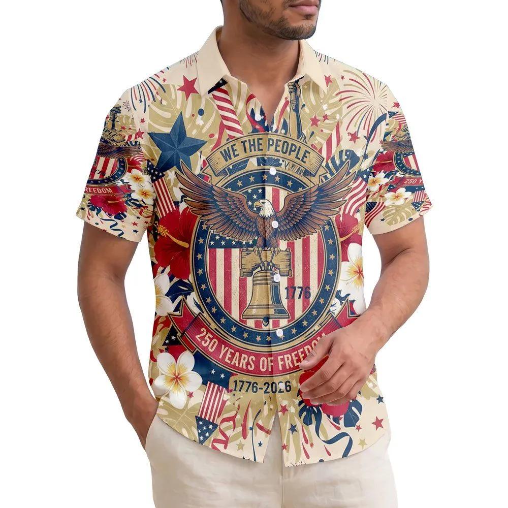 We The People Distressed Flag 1776-2026 - USA 250th Anniversary Patriotic Gift Hawaiian Shirt - 1