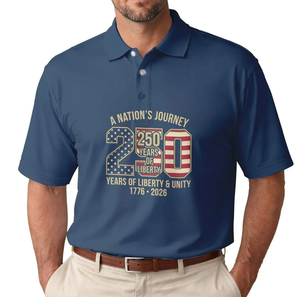 Patriotic 250 Years Liberty Unity 1776-2026 - USA 250th Anniversary Independence Day Men's Polo Shirt - 1